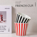 Minimalist hand-painted striped ceramic ice cream cone - creative & unique large-sized popcorn holder - home tableware storage container