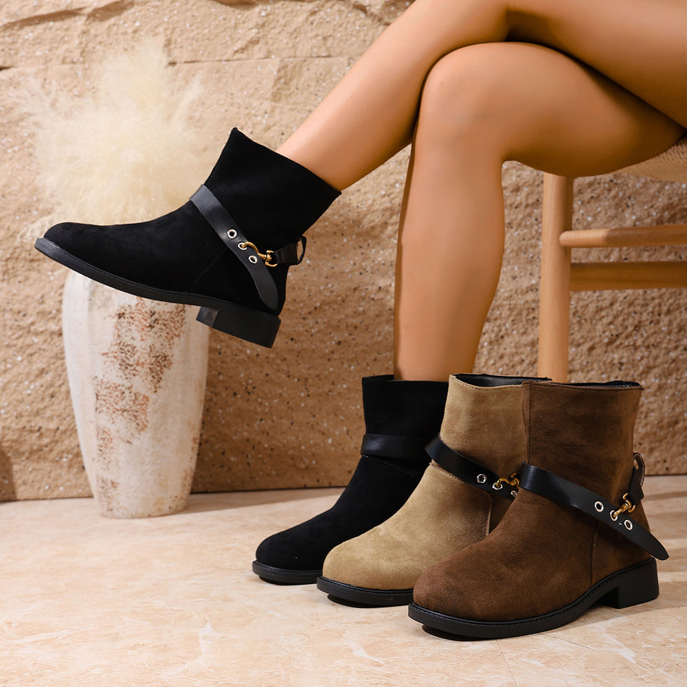 plus sizefall and winternew arrival round toe thick heel slimming look british style women's easiest for match soft bottom buckle casualboots