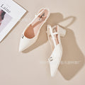 Toe-cap sandals new arrival2026summerfashion glossy pointed toe sandals outwear high heels women's toe-cap back hollow sandals