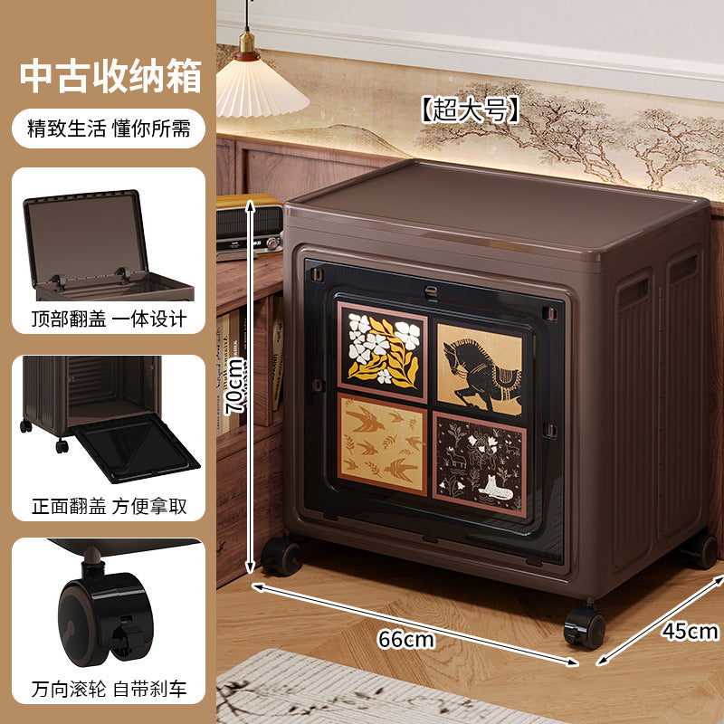 Antique storage box for clothes Large capacity flip cover finishing box Folding storage box Clothes quilt retro storage cabinet