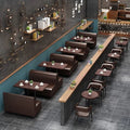 Restaurant sofa balcony tea table and chair card seat sofa coffee table combination retro courtyard coffee table combination bar booth wood