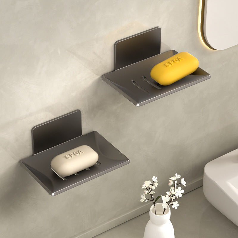 Gun gray bathroom soap box creative drain space aluminum non-punching soap dish bathroom rack wall mounted