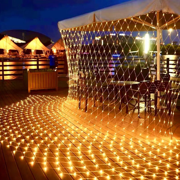 LED net lights, colorful lights, flashing lights, string lights, outdoor waterproof grid shape, full sky, lawn decoration, low voltage fishing net lights