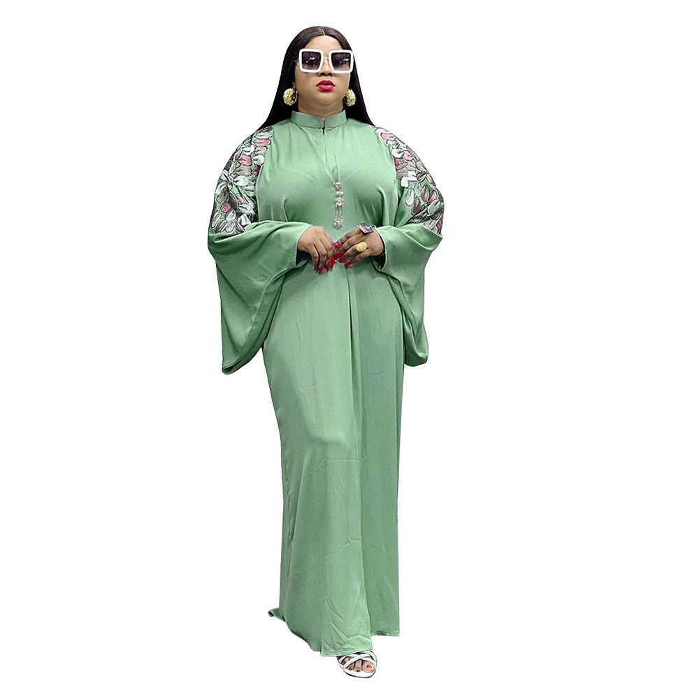 new long robe dress african export  women's plus size chiffon dress with headscarf