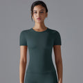 European and american nude feel yoga top quick-dry short sleeve t-shirt sports cover-up outdoor running training fitness short sleeve women's top