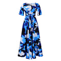 summer new fashion cross-border  elegant women's tie-up printed plus size european and american style dress