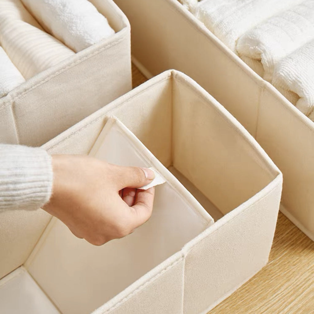 Clothing storage cabinet foldable storage socks underwear removable fabric cotton and linen finishing portable storage box