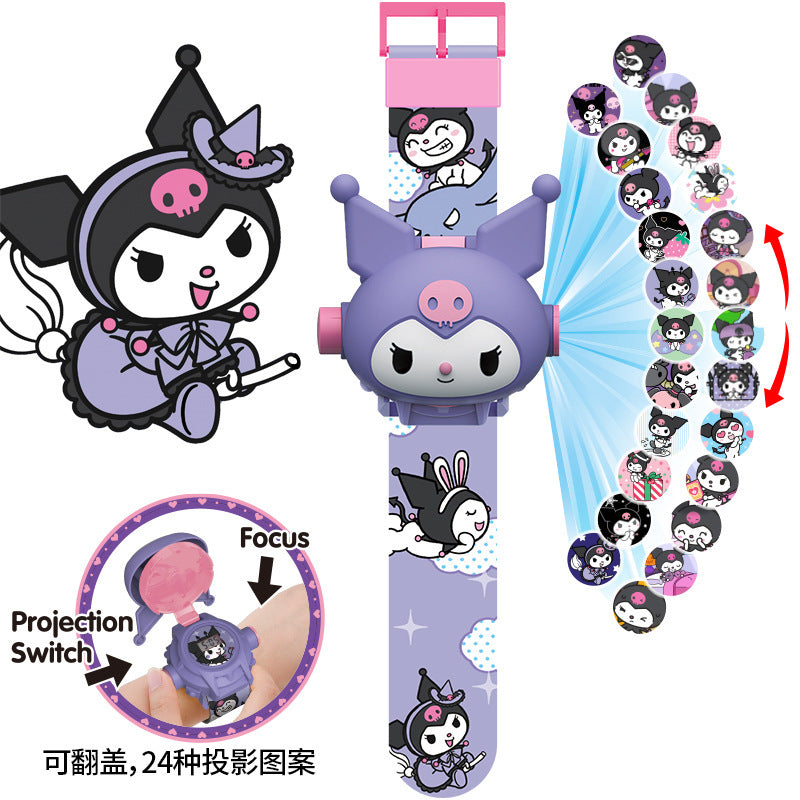 Elsa princess kids watch toy kuromi projection girls kindergarten girls 3 years old cartoon electronic watch