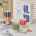 Stylishniche style ceramic goblet casual hand-painted stripescute coffee milk drinking cup photo prop cup