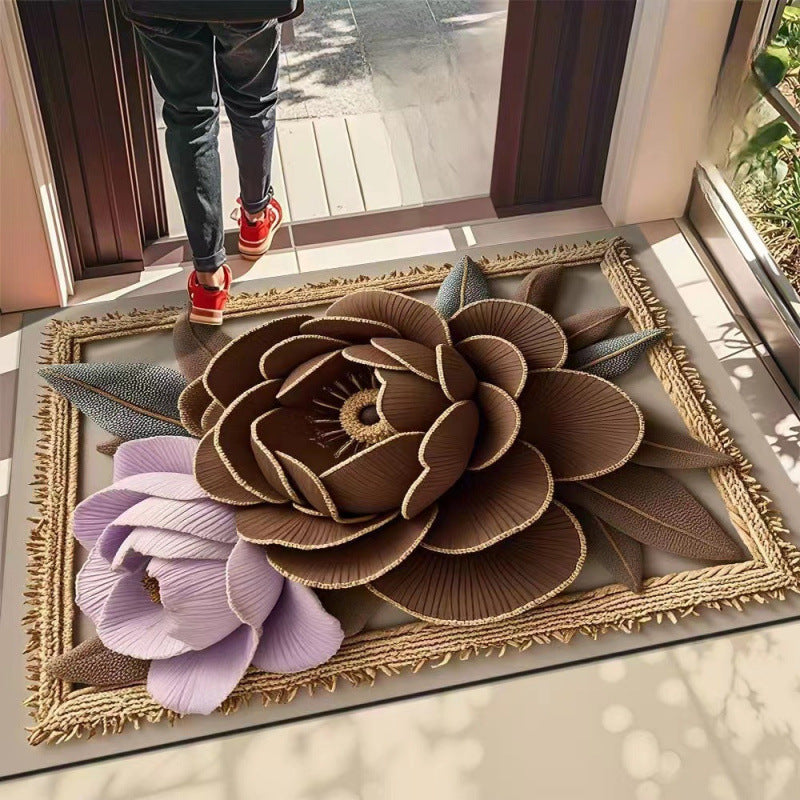 3d rose diatomite mat - absorbent, quick-drying, non-slip floor mat for bathroom, toilet, entrance, and doorways