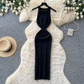 K-style sleeveless knittingelegantdress women's summer high waist silm show figure a-line skirt work clothingeasiest for match vest skirt