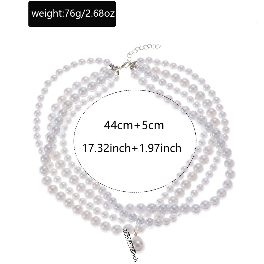 Pearl stacking necklace wholesale european and american cross-border jewelry multi-layer retro irregular water drop pendant beaded neck jewelry for women