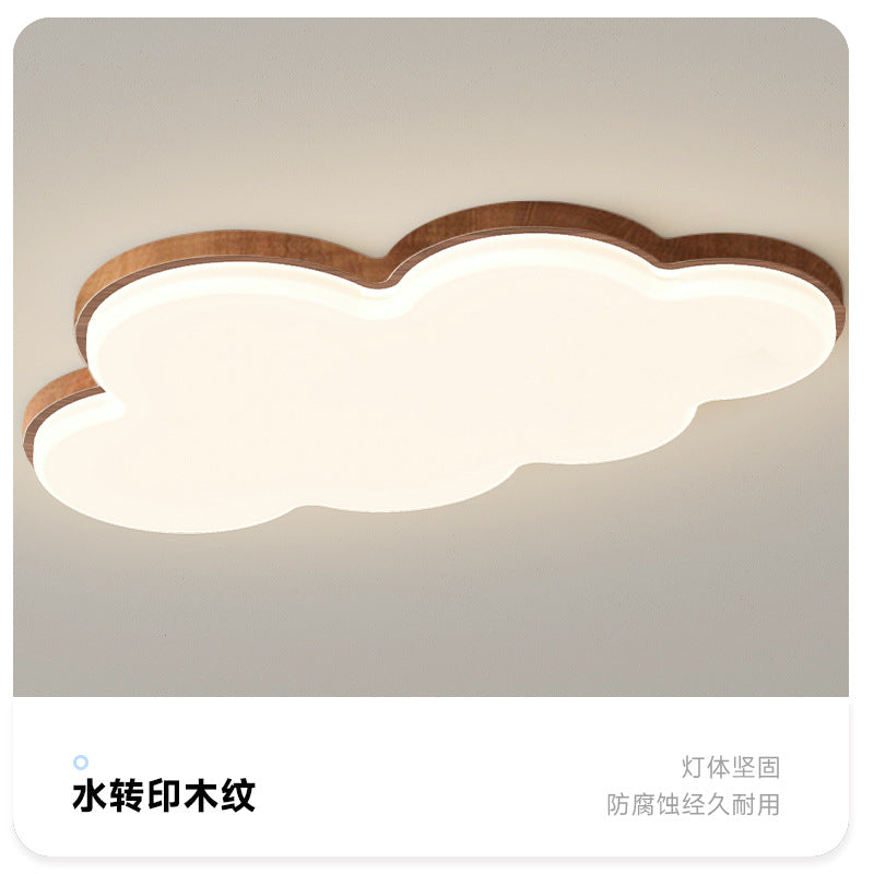 Vintage medieval style bedroom light creative children's room boys and girls cloud ceiling light walnut color Zhongshan lamp