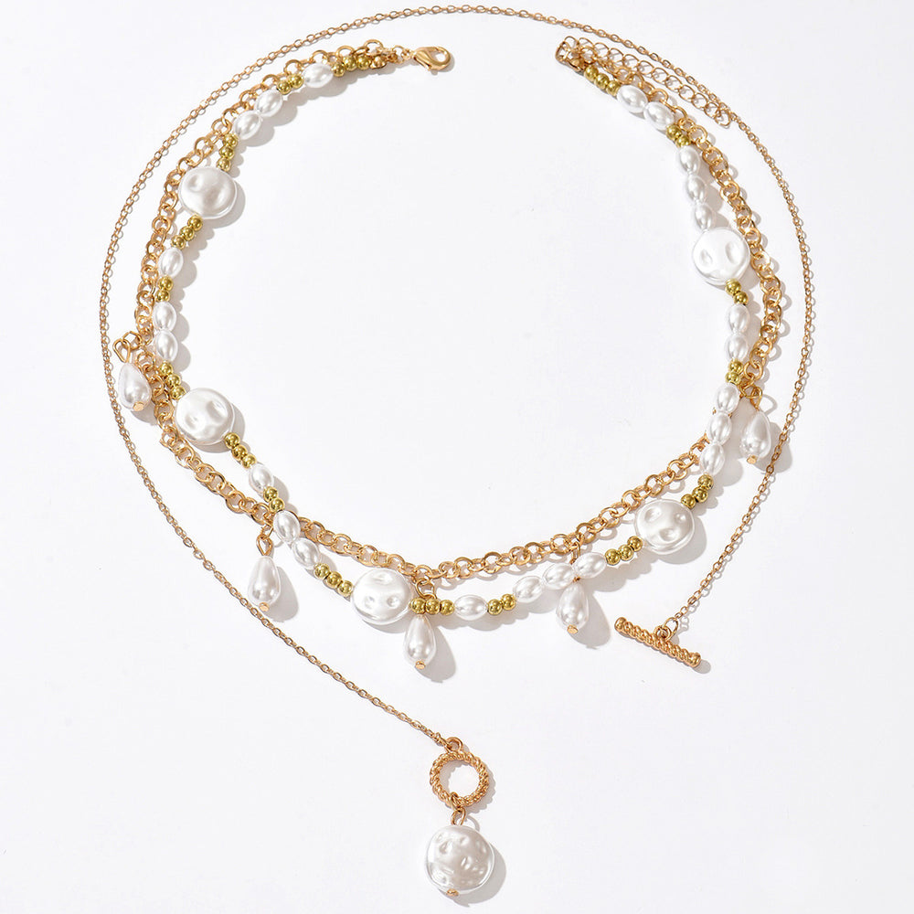 Pearl sweater chain wholesale european and american cross-border light luxury high-end necklace women's french retro stacked long clavicle chain