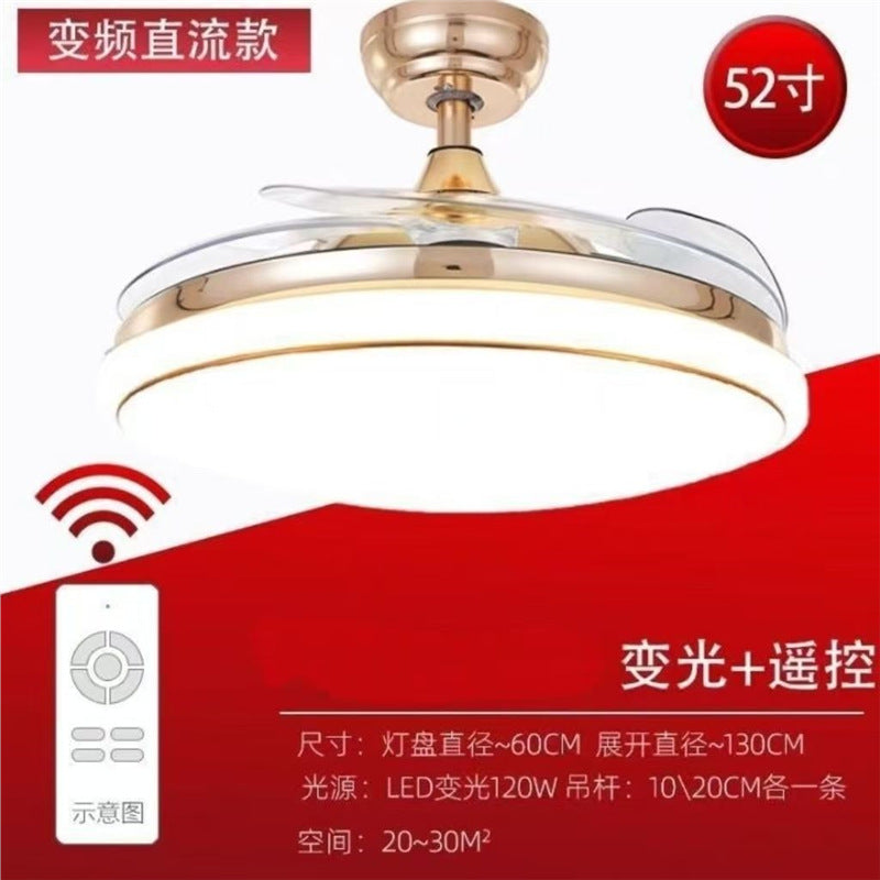 52inch invisible fan light ceiling fan light living room frequency conversion silent high wind bluetooth music fan light