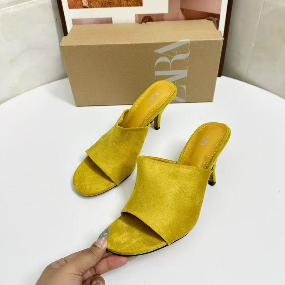 2025 spring/summer new fashion versatile sexy european and american style genuine leather wedge heel mule sandals