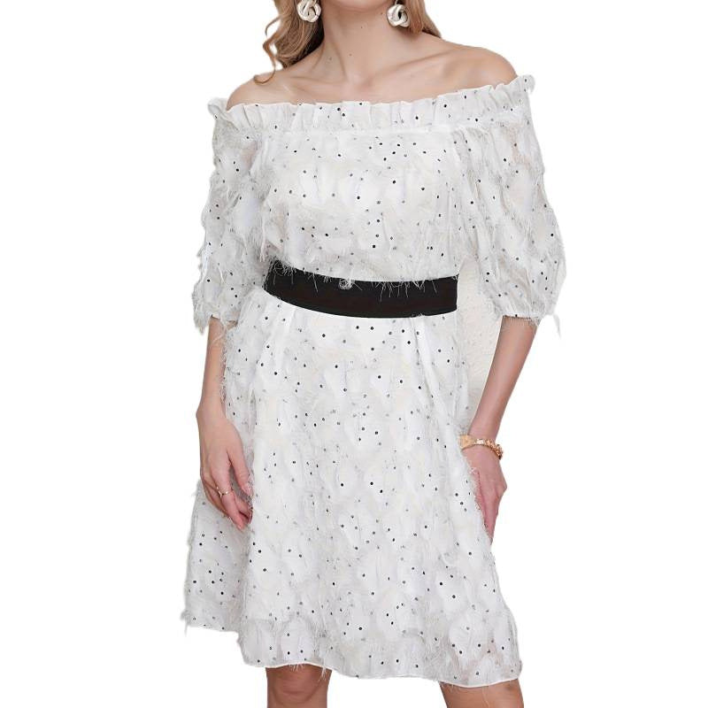 Aliexpress new arrival: women's elegant cutout tassel dress, casual a-line skirt