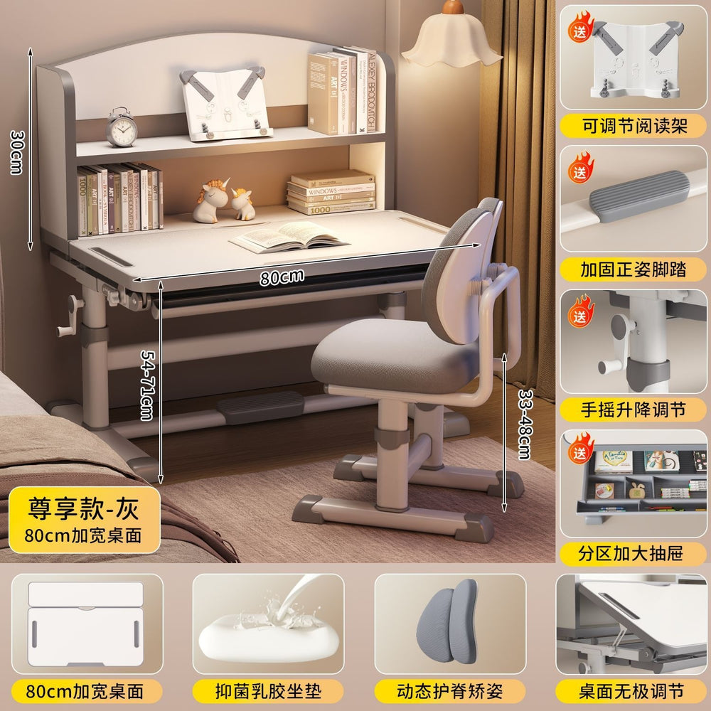 Adjustable height desk and chair set for kids - perfect for elementary school students, home study, and writing