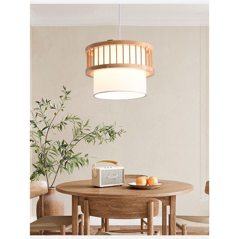 Nordic solid wood pendant light - restaurant, dining, hotel private room, noodle shop hanging lamp - japanese style master bedroom lighting fixture