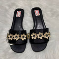Za2025 summer new flat sandals - gold floral women's sandals with thick sole - vacation sandals for women