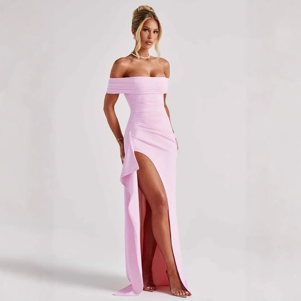 fashionexport women's clothing  spring sexy one shoulder elegant elegance party dress slit dress