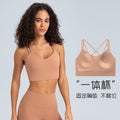 New spr ribbed fixed one-piece cup sports bra - sexy back, short style activewear for women (model dw366)