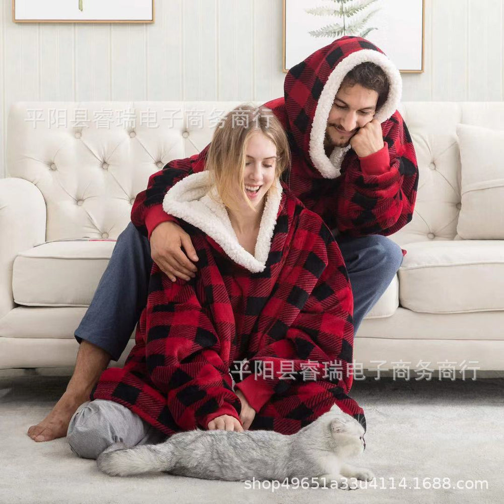 Lazy pullover pajamas, heattech clothing, cashmere tv blanket, hugging hoodie, cold-proof heattech nightgown, home clothes