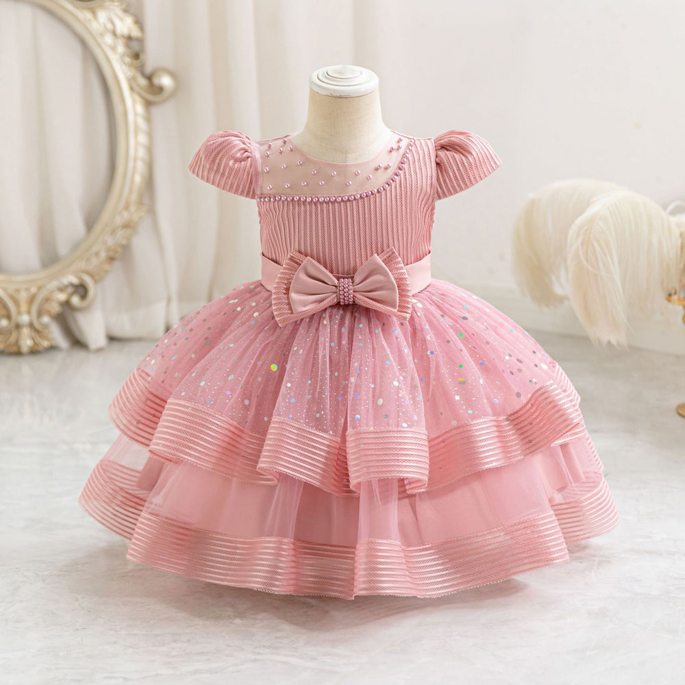 Export ready-made baby girl evening dress sequin wedding dress cake princess dress first birthday dress baby dress