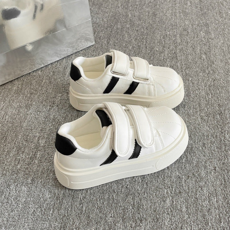 Petitesheightenedthick sole shoes women's 2026 new spring sneakers white shoes student velcro bread shoes