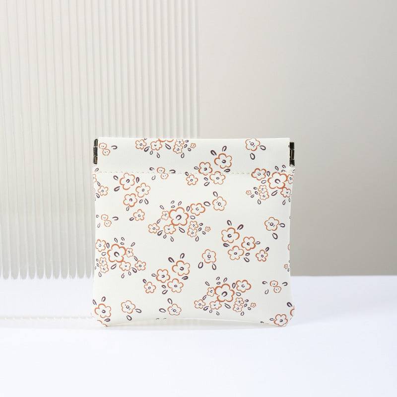 Shrapnel storage bag Automatic closed cosmetic bag Waterproof large-capacity portable storage bag Data cable Storage lipstick