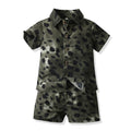 Boys' summer outfit set: new lightweight beach style short-sleeve shirt and floral shirt for boys