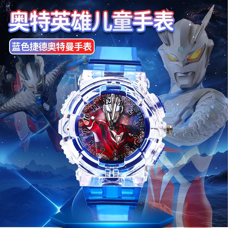 Ultraman watch kids toy boys cartoon luminous electronic watch 3-6 years old children mancero birthday gift