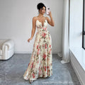 european and american women's clothing:  summer new arrivals -  cross-border floral print dress, elegant vacation style