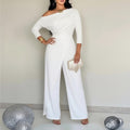 cross-border e-commerce women's fashion: european and american summer new arrivals - stylish, chic, and trendy solid color wide-leg jumpsuit for work and casual wear