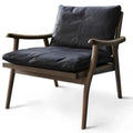 Black walnut color white ash single sofa chair designer modern living room scandinavian casual genuine leather solid wood chair
