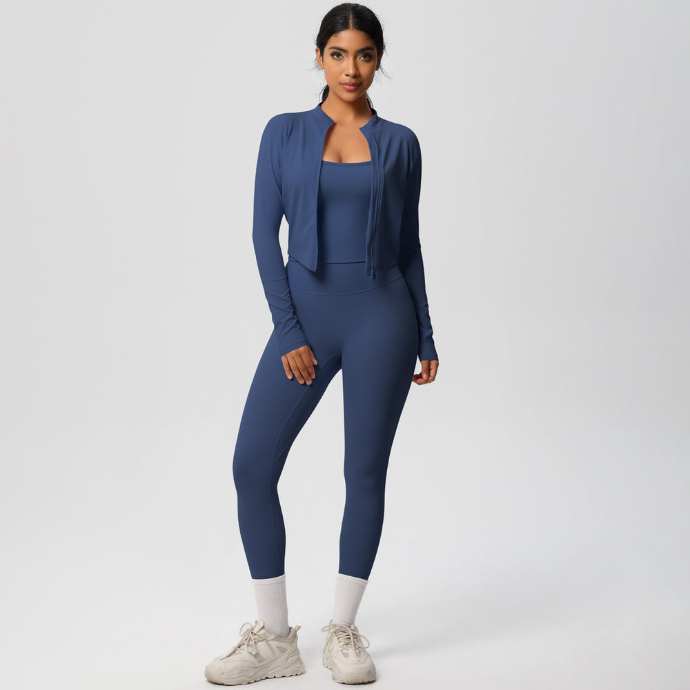New cloud-like outdoor casual compression yoga set - quick-dry, high-waisted, slimming fitness activewear three-piece set