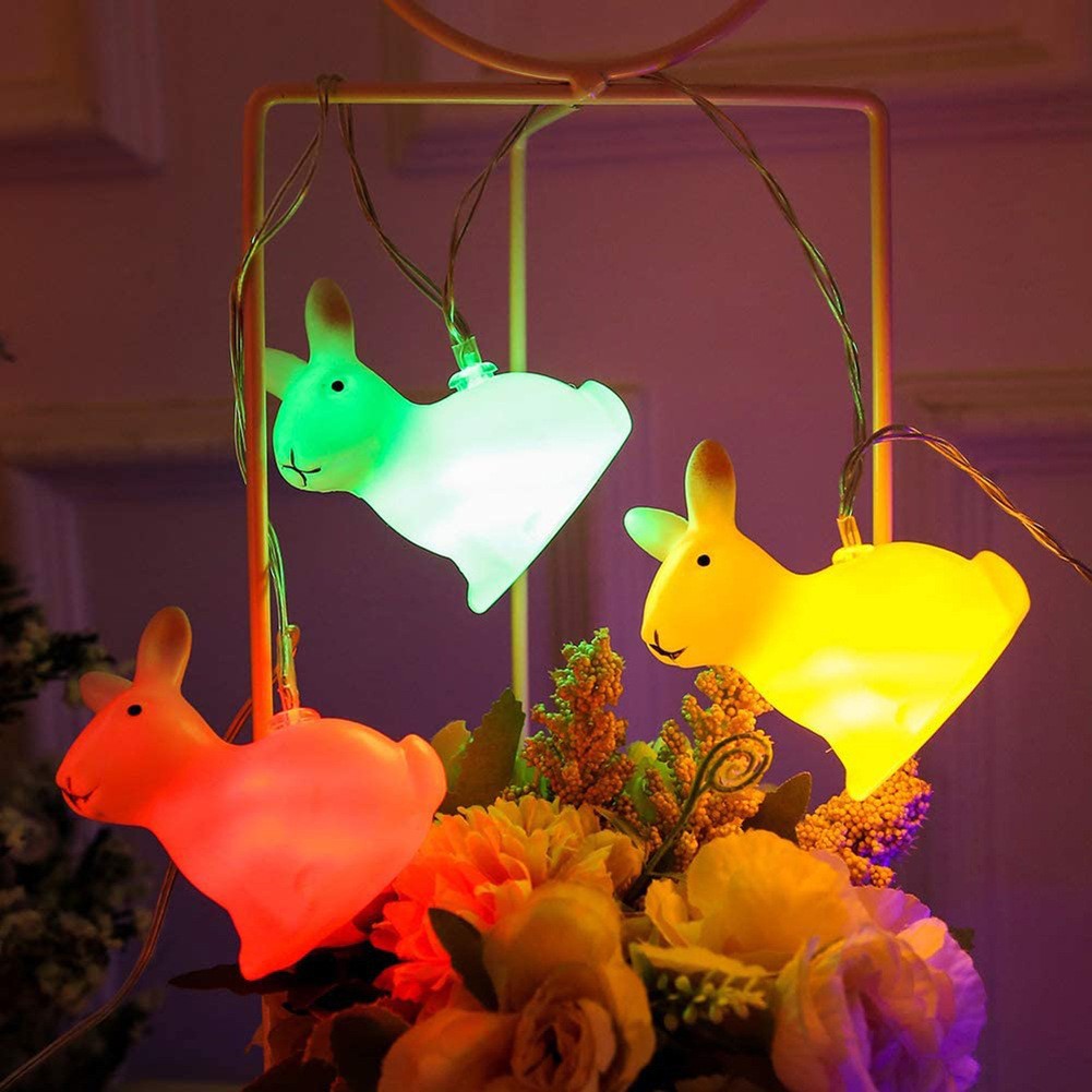 Cross-border Easter new LED crack egg rabbit mix and match light string remote control battery box home decoration lights