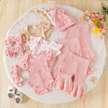 new product european and american summer bow printing pink flared pants cute baby children's clothing suit wholesale