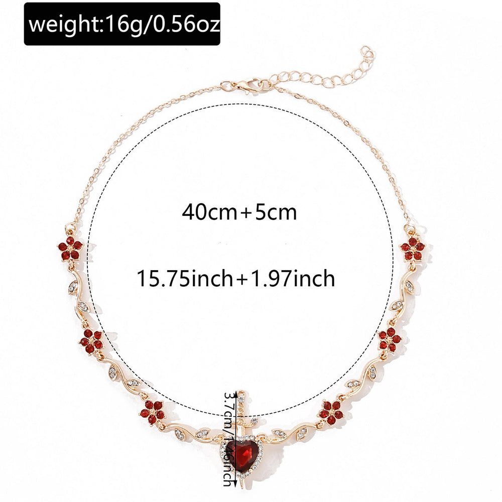 European and american cross-border one arrow through the heart love dagger necklace combination elegant accessible luxury elegant flower clavicle chain for women wholesale