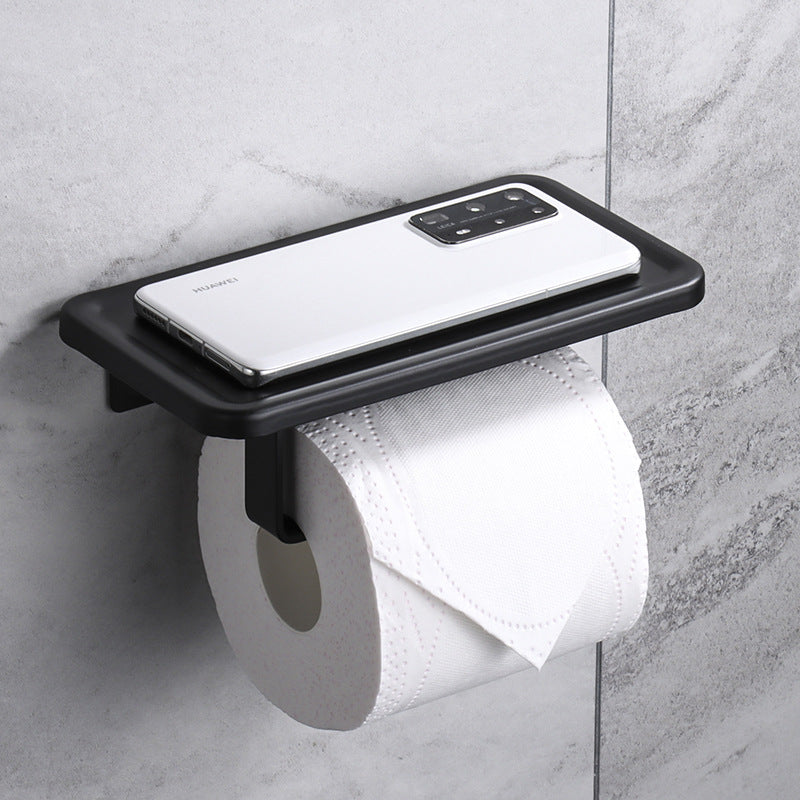 White toilet tissue holder Cross-border non-punching bathroom storage mobile phone rack space aluminum toilet roll holder