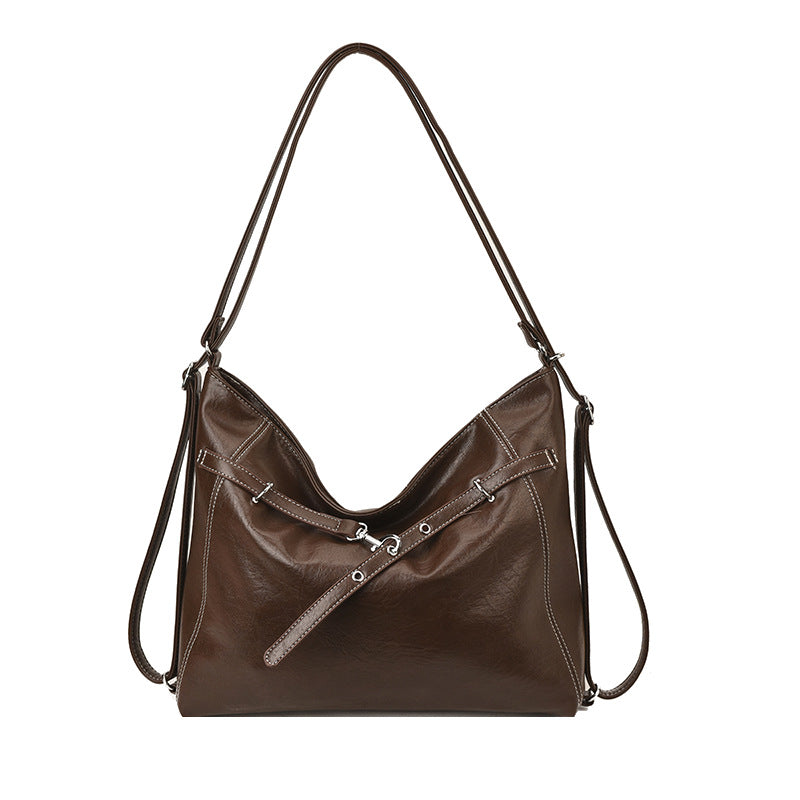 High-end retro women's backpack 2025new arrivaltrendyfall and wintereasiest for matchlarge capacitywork clothing shoulder tote bag