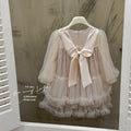 Girls' dress  autumn new arrival: exquisite sequin tulle tutu dress, high-end formal gown with bow detail, princess style