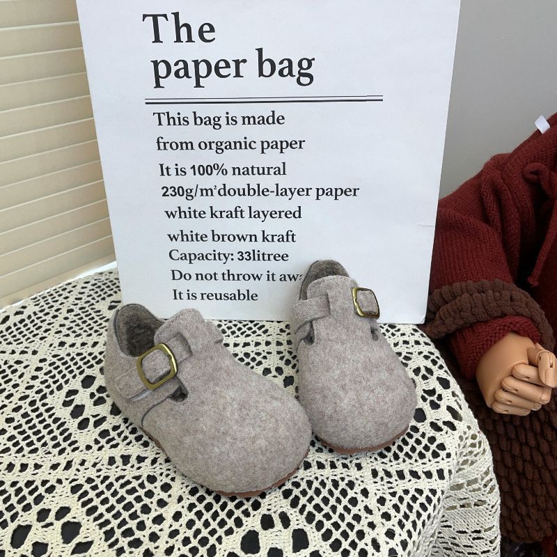 ins children's Birkenstock cotton shoes 2025 winter new Korean version girls plush shoes boys warm beanie shoes