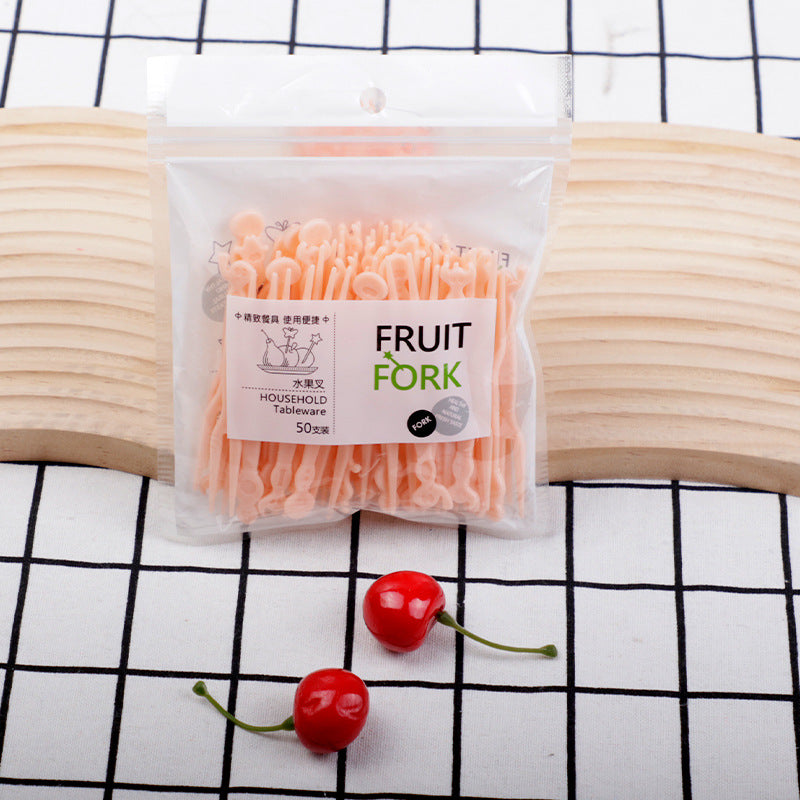 Fruit fork set - disposable plastic two-pronged fruit picks for home use - perfect for fruit, cakes, desserts, and snacks