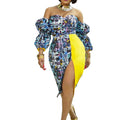 D148t european and american style autumn fashion printed off-the-shoulder bandeau sexy plus size cross-border dress
