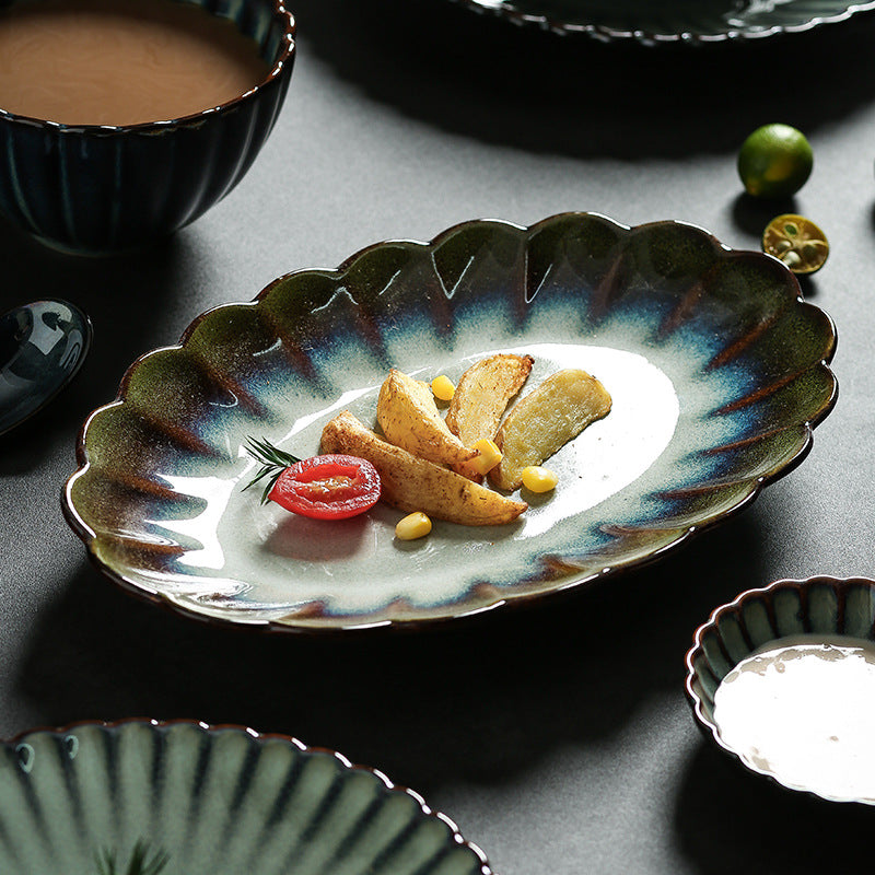 Japanese style ceramic bowls, plates, household high-looking rice bowls, soup bowls, dish sets, ins kiln turned into retro