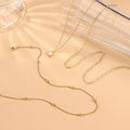 european and american popular simple style three-layer imitation pearl drop-shaped crystal pendant stacked necklace clavicle chain wholesale