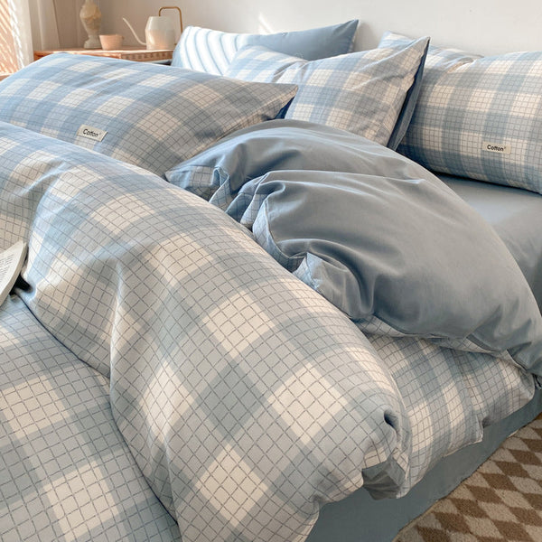 Nordic simple pure cotton four-piece wholesale Nantong home cotton bed sheet quilt set three-piece spring bedding 4