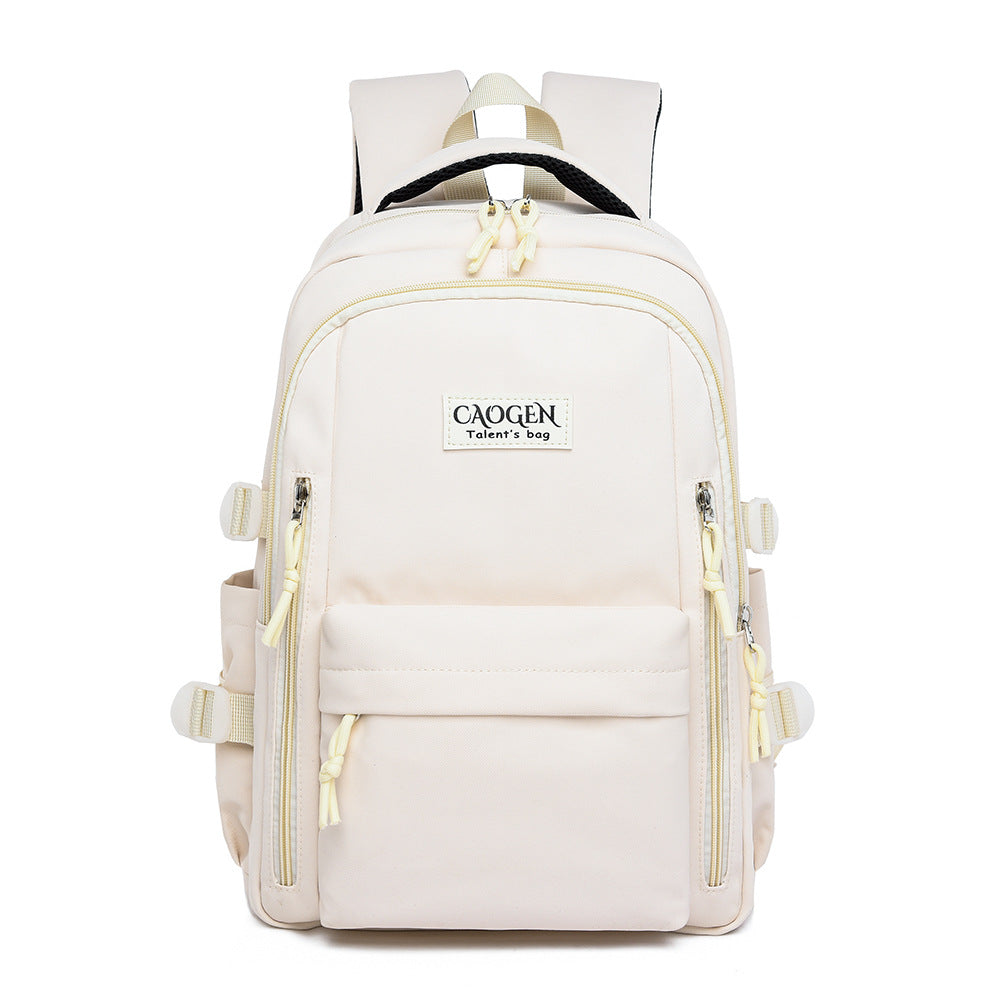 School bag high value solid color female college student travel large capacity backpack junior high school students small fresh double shoulder school bag