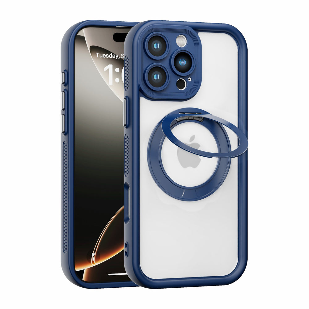 Suitable for iphone16 two-in-one magnetic holder mobile phone case 360 degree apple 15 rotating holder pc fulcrum case
